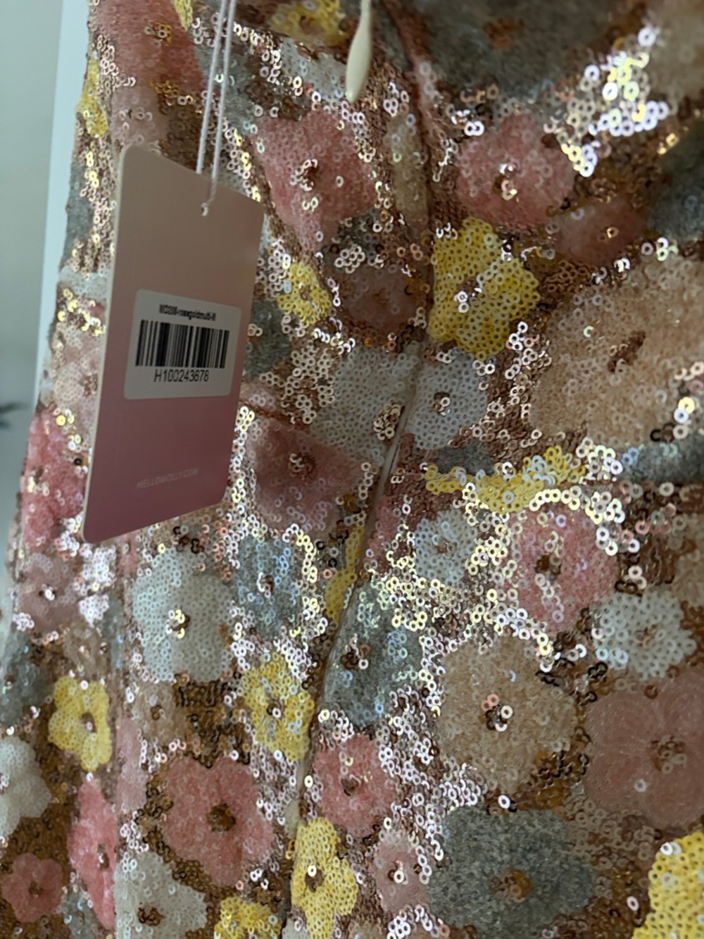 Hello Molly Strapless Floral Lace Mermaid Gown - Pink & Yellow - Picture 5 of 5